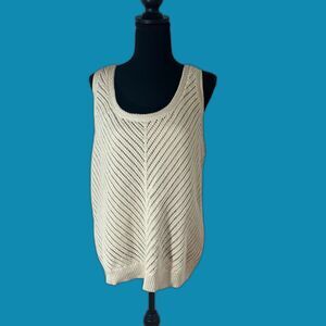 2X (XXL) Women's Simply Vera Vera Wang Crochet Tank Top White Beige
